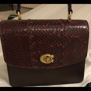 Parker Top Handle In Blocked Snakeskin oxblood